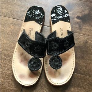 Jack Rogers black patent leather sandals